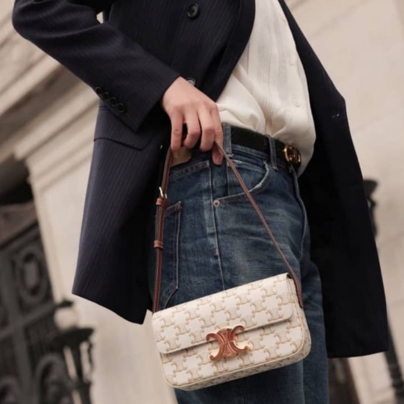 Brand New! Authenticated Celine Triomphe Claude Coated Canvas Shoulder Bag - Picture 3 of 16